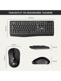 Lenovo Lecoo KW211 Kablosuz Türkçe Q Klavye & Mouse Set Siyah  SİYAH KLAVYE MOUSE SET